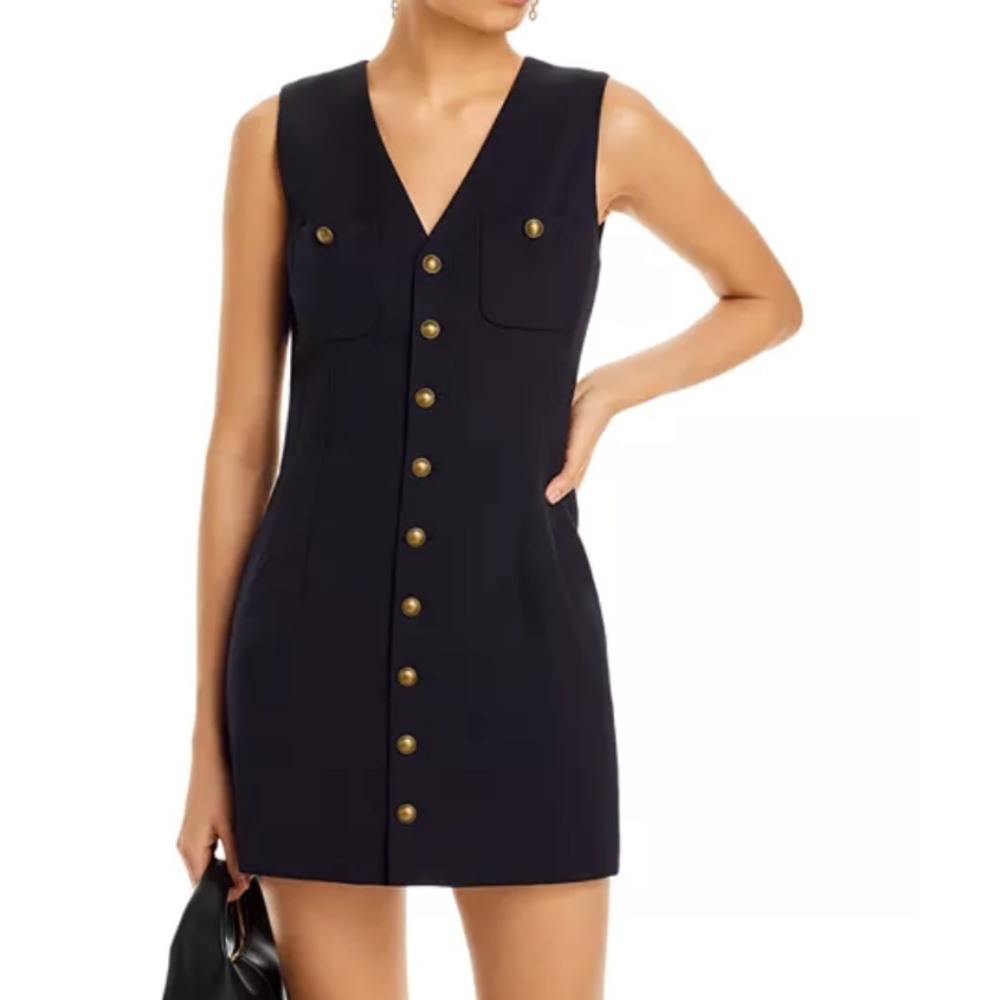 FRAME Button Front Dress in Navy MEDIUM